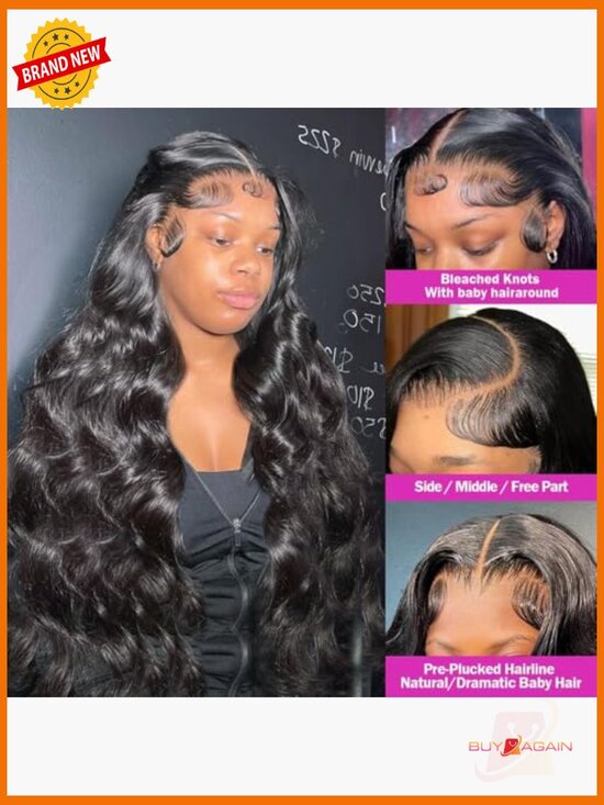 200% Density 360 Lace Front Wig Human Hair Pre Plucked Body Wave Glueless Full